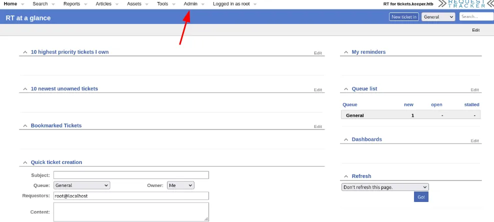 Admin > Users screen in Request Tracker