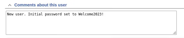 Password disclosed in the user's comments