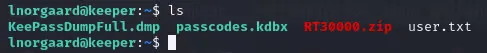 Extracting KeePassDumpFull.dmp and passcodes.kdbx