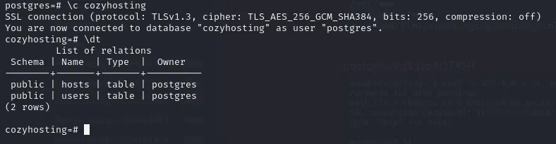 Accessing the PostgreSQL database
