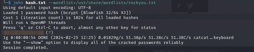 Cracking the admin hash with John