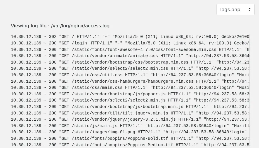 Panel de administración con la opción de ver los logs del servidor
