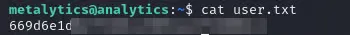 User flag obtained over SSH