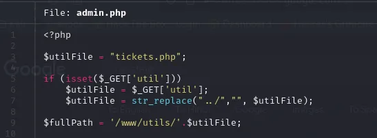 admin.php sanitizando ../ en el parámetro GET utils