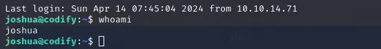 Acceso SSH como joshua