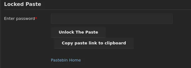 Password-protected ("Locked Paste") page on Pastebin