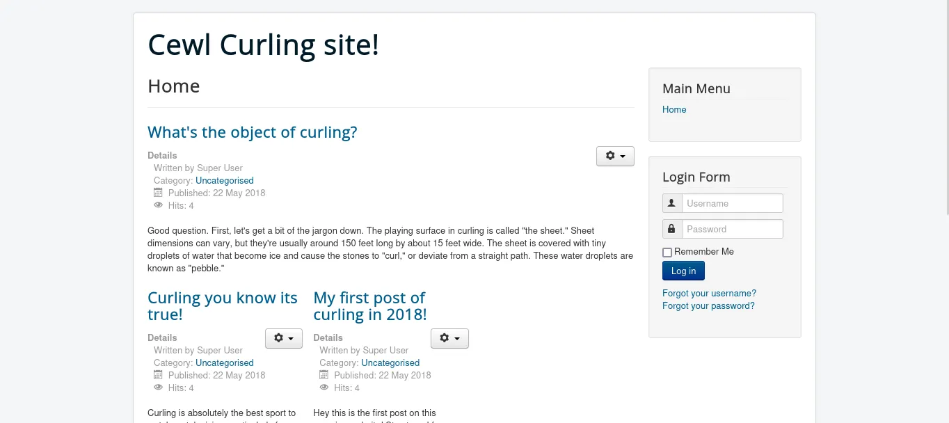 The blog hosted on port 80