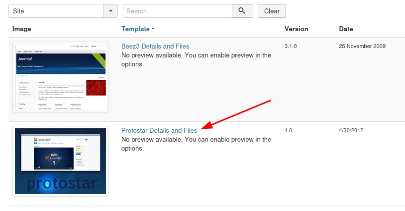 Selecting the Protostar template
